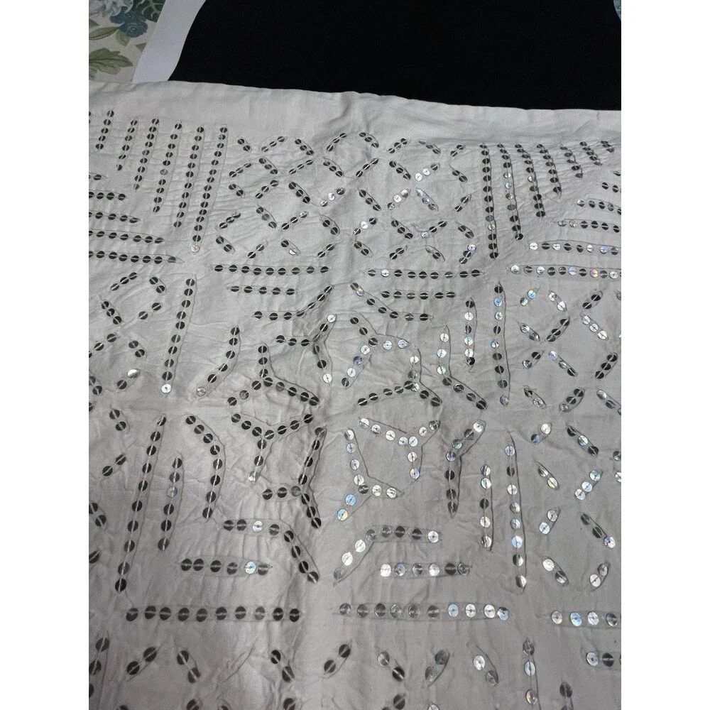 West Elm Off White Sequenced 20x20” Throw Pillow Cover NWT